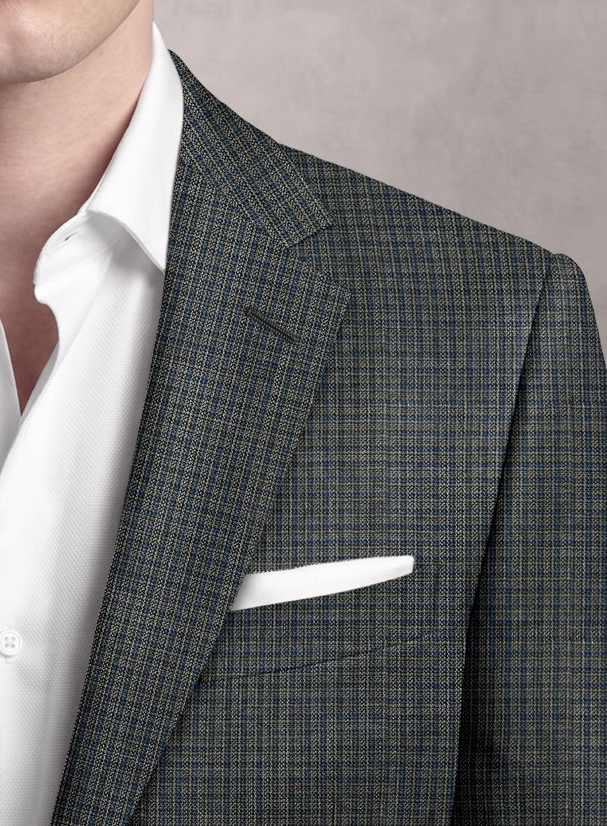 Loro Piana Suitmate Gingham Gray Check Jacket - StudioSuits
