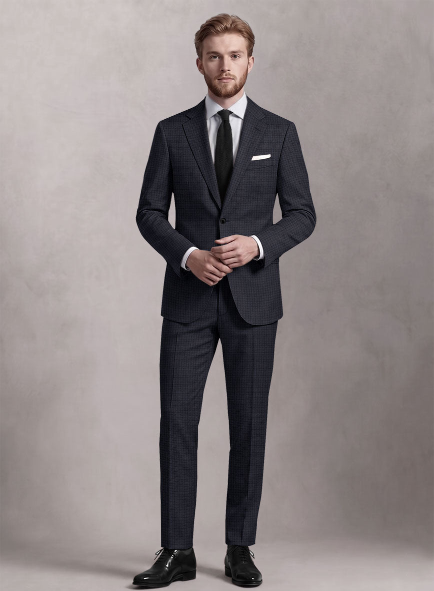 Loro Piana Suitmate Gingham Navy Blue Check Suit - StudioSuits