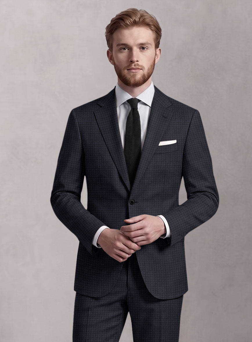 Loro Piana Suitmate Gingham Navy Blue Check Suit - StudioSuits