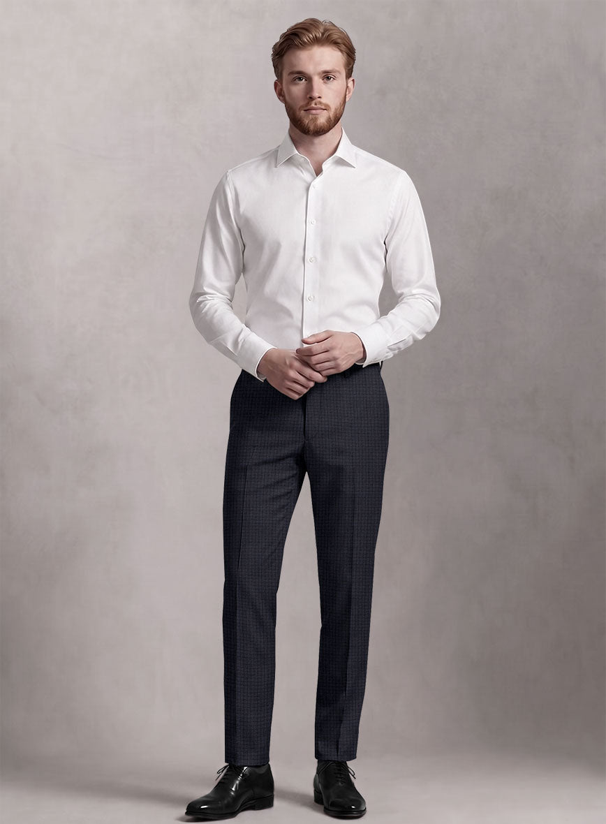 Loro Piana Suitmate Gingham Navy Blue Check Pants - StudioSuits