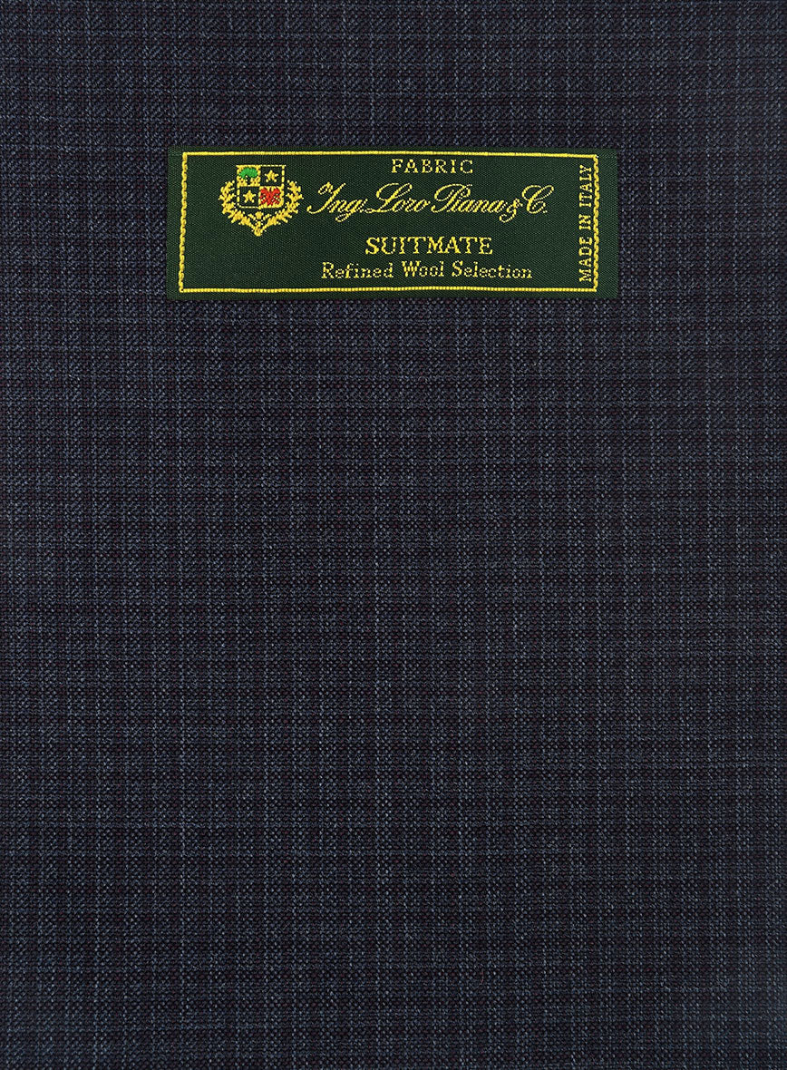 Loro Piana Suitmate Gingham Navy Blue Check Pants - StudioSuits