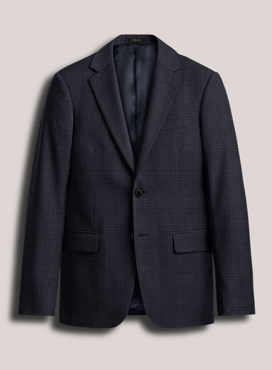 Loro Piana Suitmate Gingham Navy Blue Check Jacket - StudioSuits