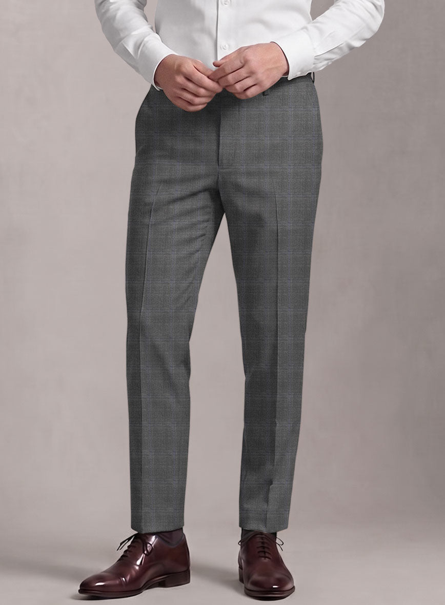 Loro Piana Suitmate Navy Blue Check Pants - StudioSuits
