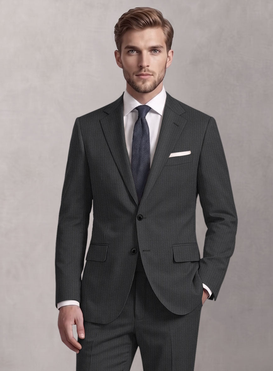 Loro Piana Suitmate Gray Herringbone Stripe Jacket - StudioSuits