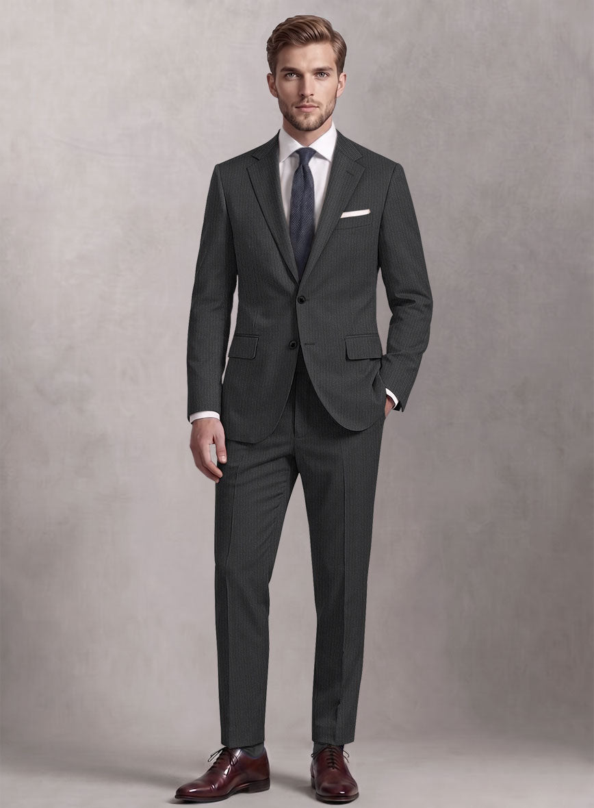 Loro Piana Suitmate Gray Herringbone Stripe Suit - StudioSuits