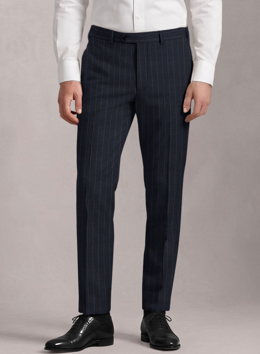 Loro Piana Suitmate Indigo Blue Stripe Pants - StudioSuits