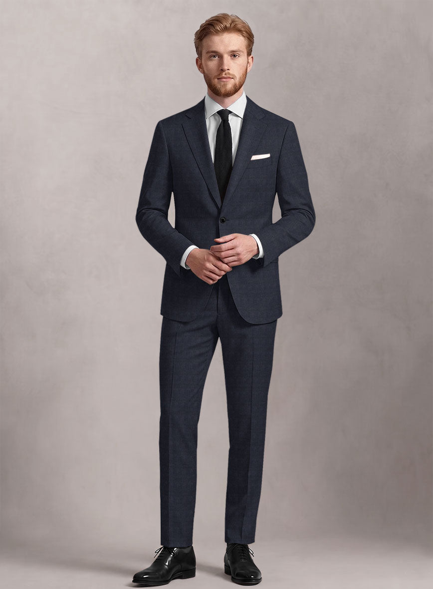 Loro Piana Suitmate Navy Blue Check Suit - StudioSuits