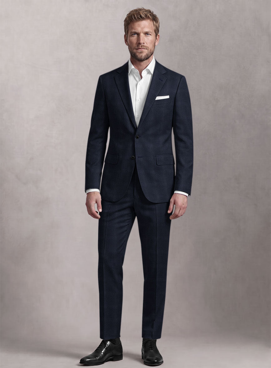 Loro Piana Suitmate Navy Blue Glen Suit - StudioSuits