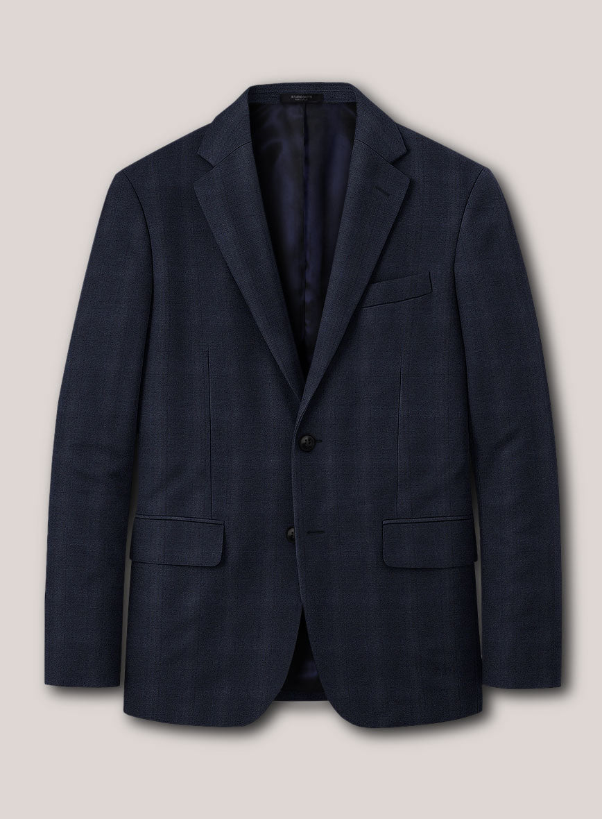 Loro Piana Suitmate Navy Blue Glen Jacket - StudioSuits