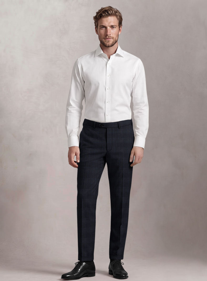 Loro Piana Suitmate Navy Blue Tartan Pants - StudioSuits
