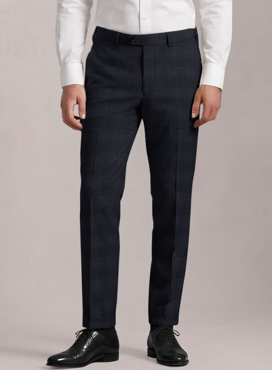 Loro Piana Suitmate Navy Blue Tartan Pants - StudioSuits