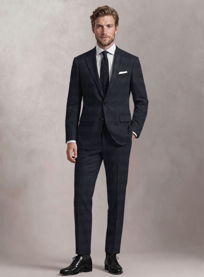 Loro Piana Suitmate Navy Blue Tartan Suit - StudioSuits