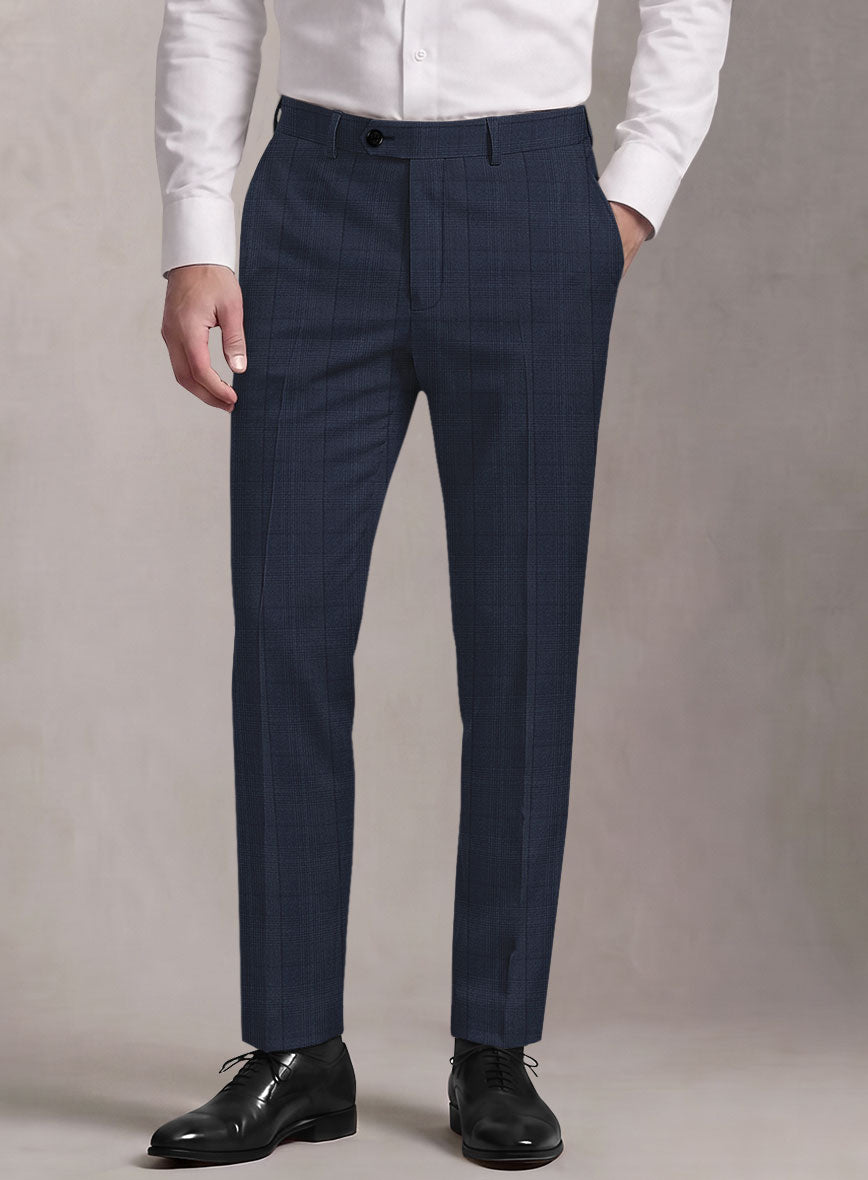 Loro Piana Suitmate Oxford Blue Check Pants - StudioSuits