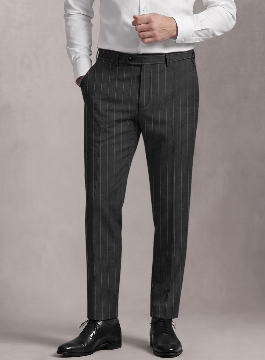 Loro Piana Suitmate Slate Gray Stripe Pants - StudioSuits