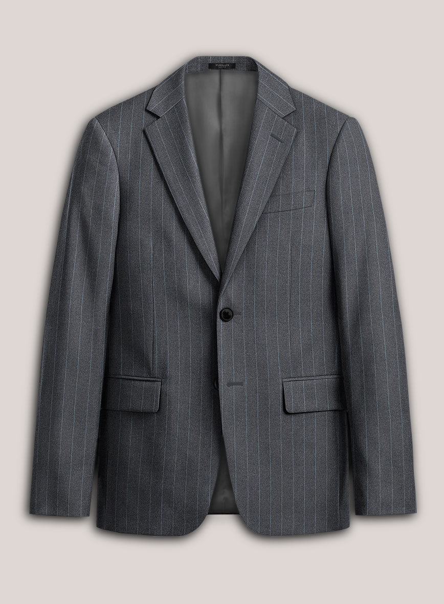 Loro Piana Suitmate Steel Gray Stripe Jacket - StudioSuits