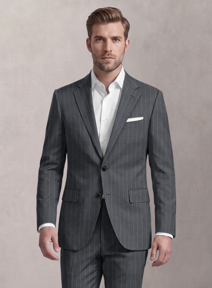 Loro Piana Suitmate Steel Gray Stripe Jacket - StudioSuits