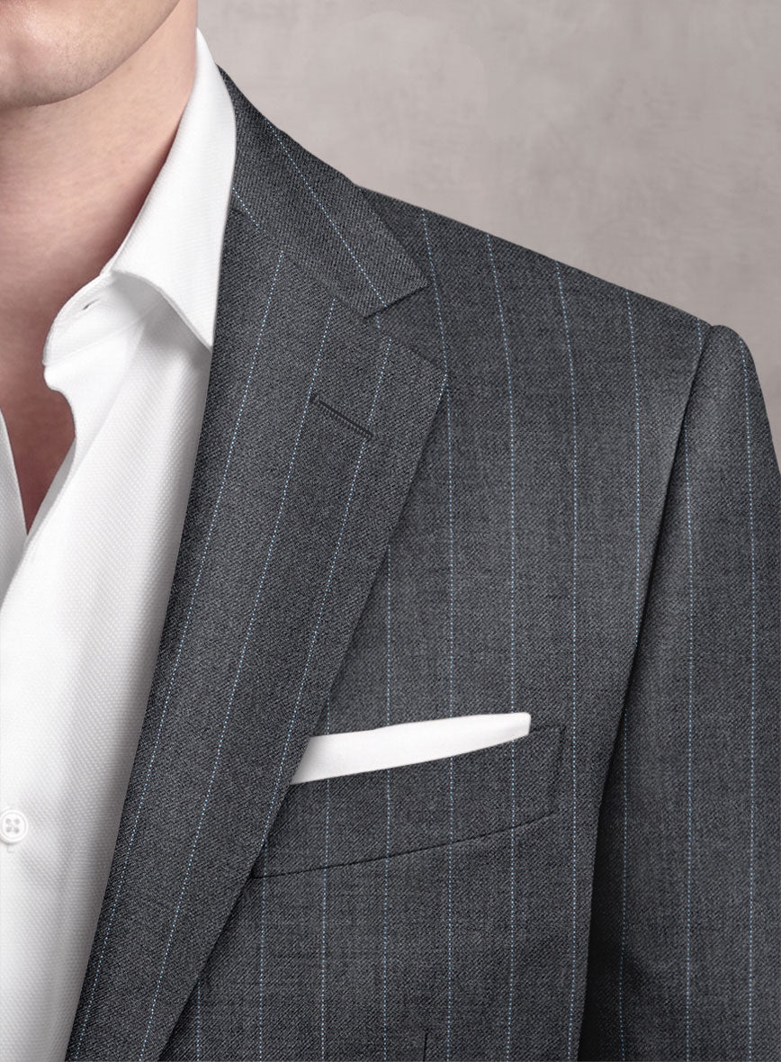 Loro Piana Suitmate Steel Gray Stripe Jacket - StudioSuits