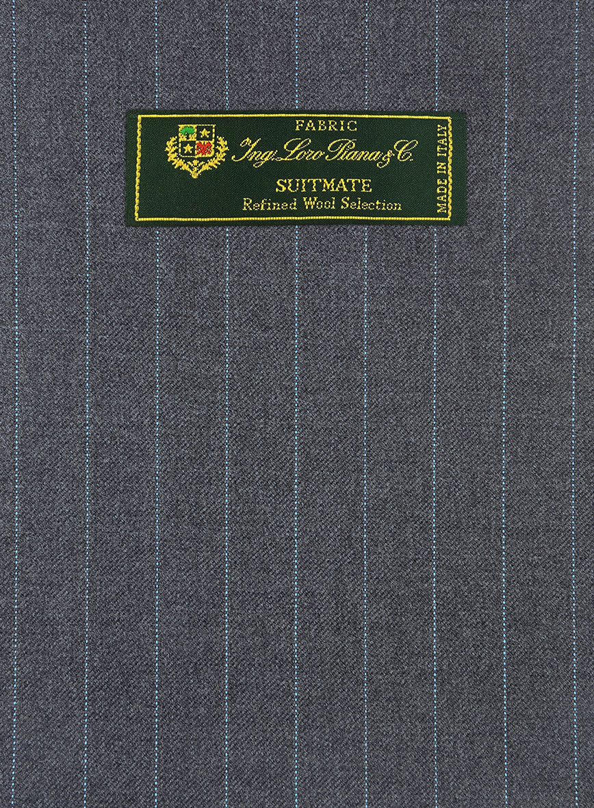Loro Piana Suitmate Steel Gray Stripe Pants - StudioSuits