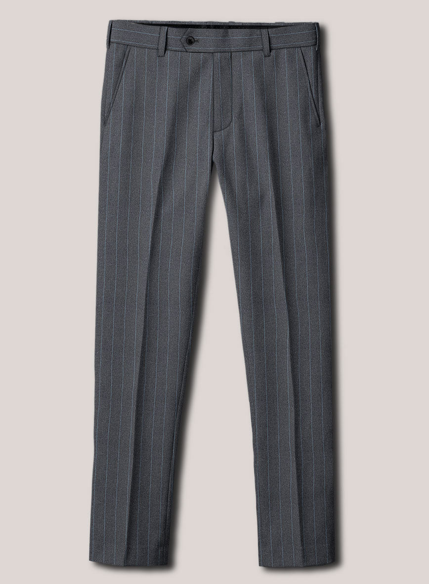 Loro Piana Suitmate Steel Gray Stripe Pants - StudioSuits