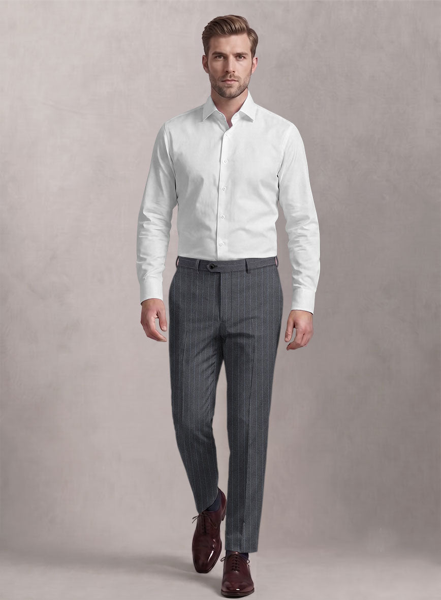 Loro Piana Suitmate Steel Gray Stripe Pants - StudioSuits