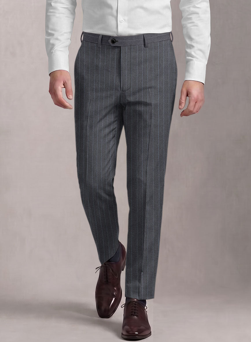 Loro Piana Suitmate Steel Gray Stripe Pants - StudioSuits
