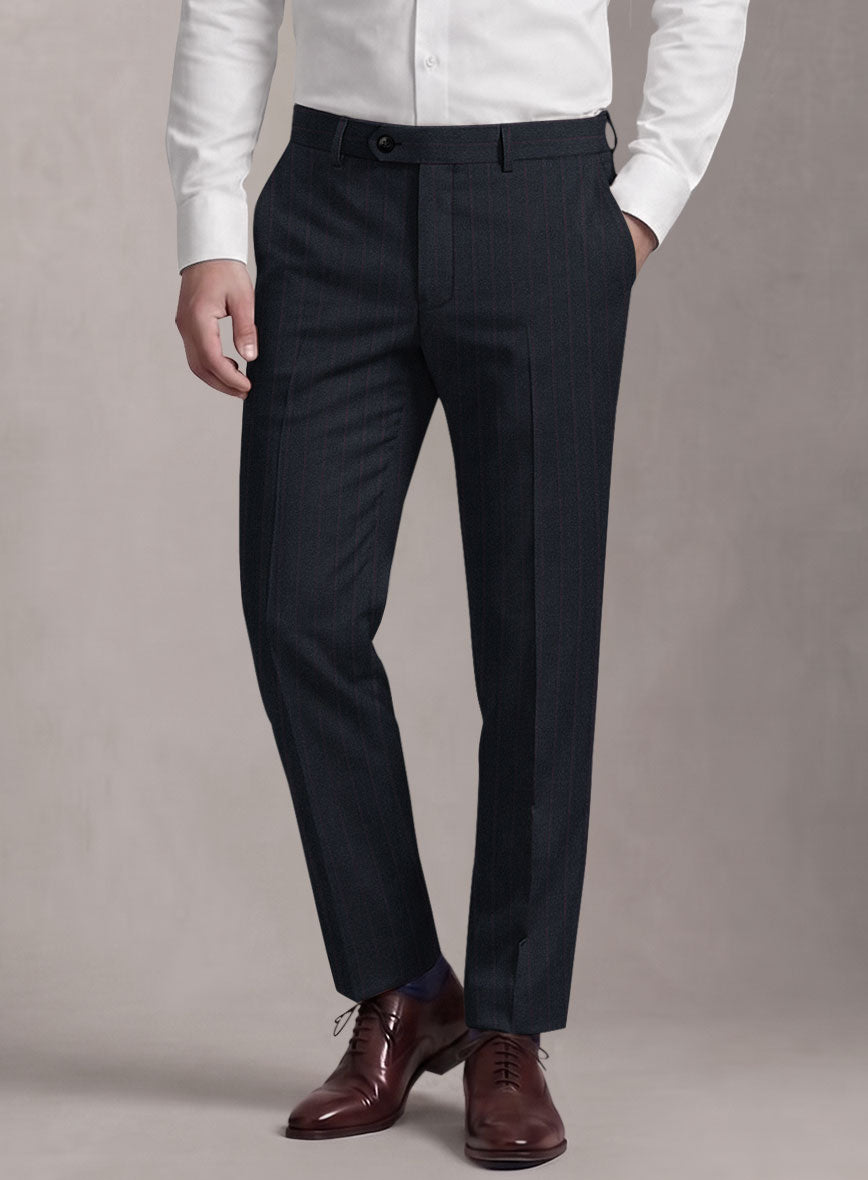 Loro Piana Suitmate Stripe Blue Pants - StudioSuits