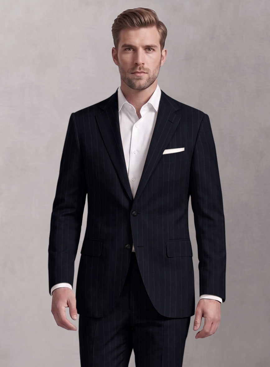 Loro Piana Suitmate Stripe Dark Blue Jacket - StudioSuits