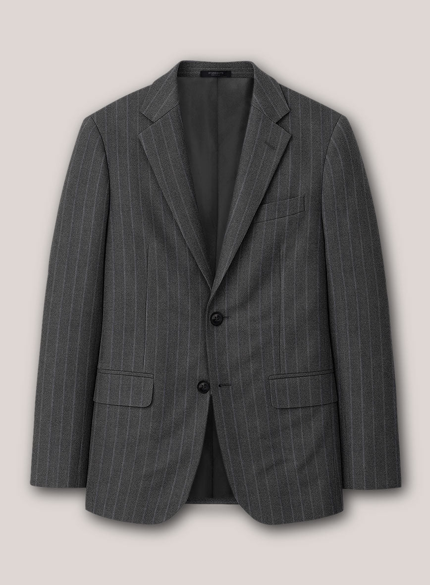 Loro Piana Suitmate Stripe Dark Gray Jacket - StudioSuits