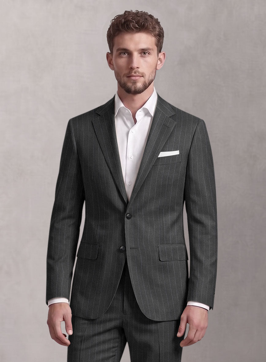 Loro Piana Suitmate Stripe Dark Gray Jacket - StudioSuits
