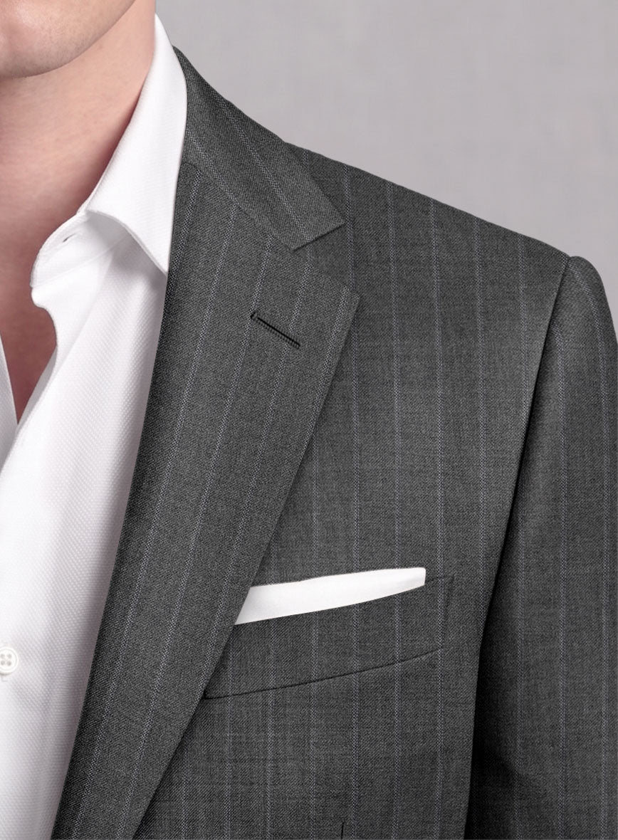Loro Piana Suitmate Stripe Dark Gray Jacket - StudioSuits