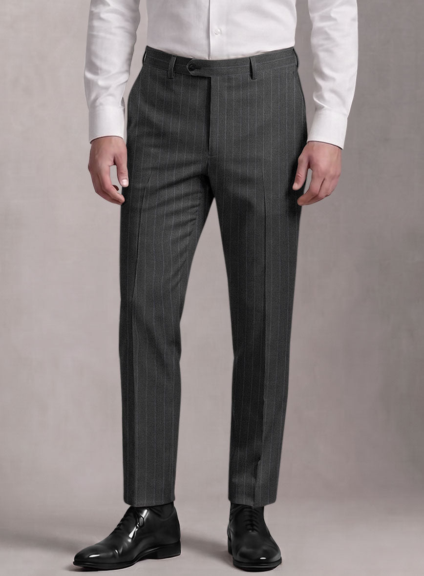 Loro Piana Suitmate Stripe Dark Gray Pants - StudioSuits