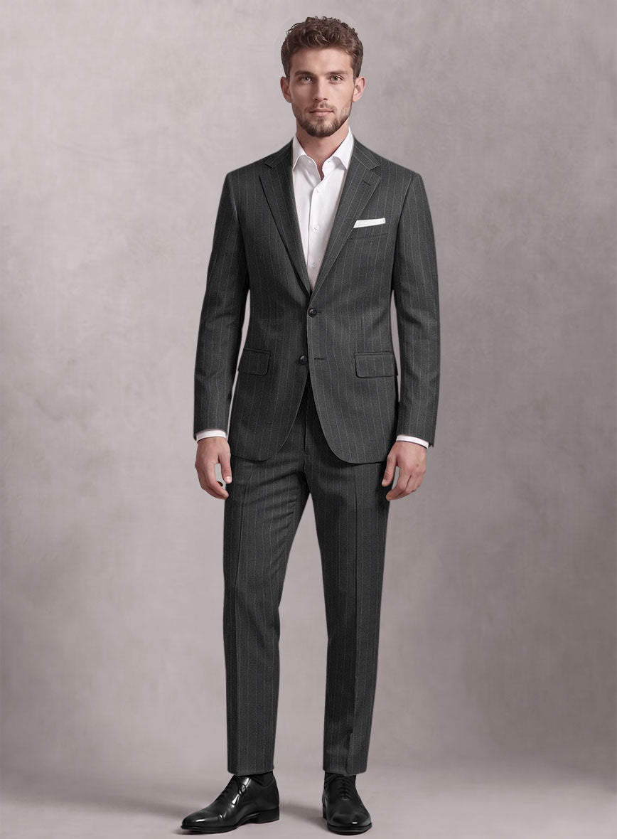 Loro Piana Suitmate Stripe Dark Gray Suit - StudioSuits