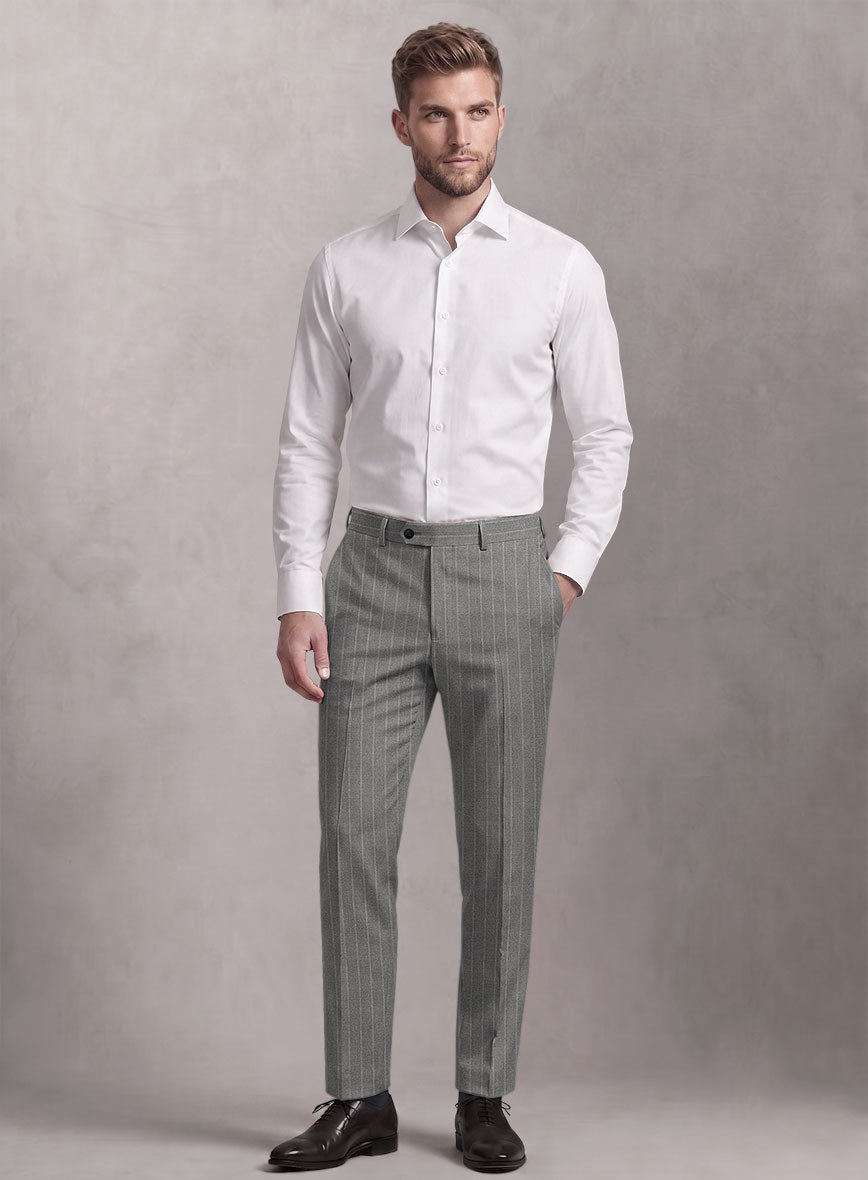 Loro Piana Suitmate Stripe Gray Pants - StudioSuits