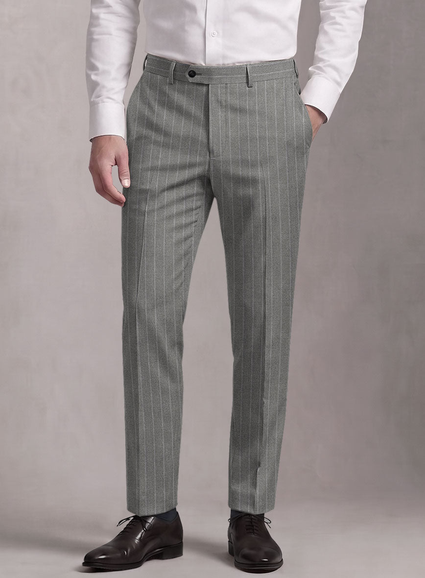 Loro Piana Suitmate Stripe Gray Pants - StudioSuits