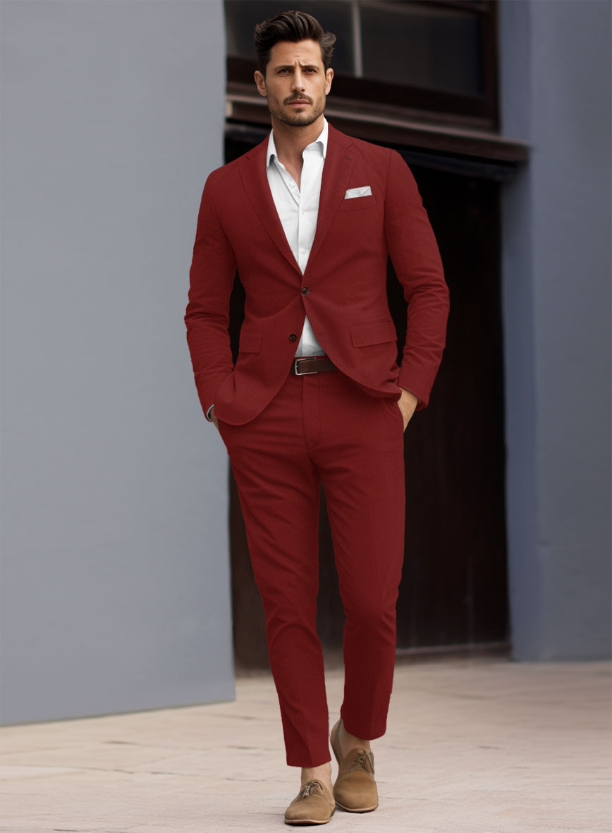 Loro Piana Red Cotton Suit - StudioSuits