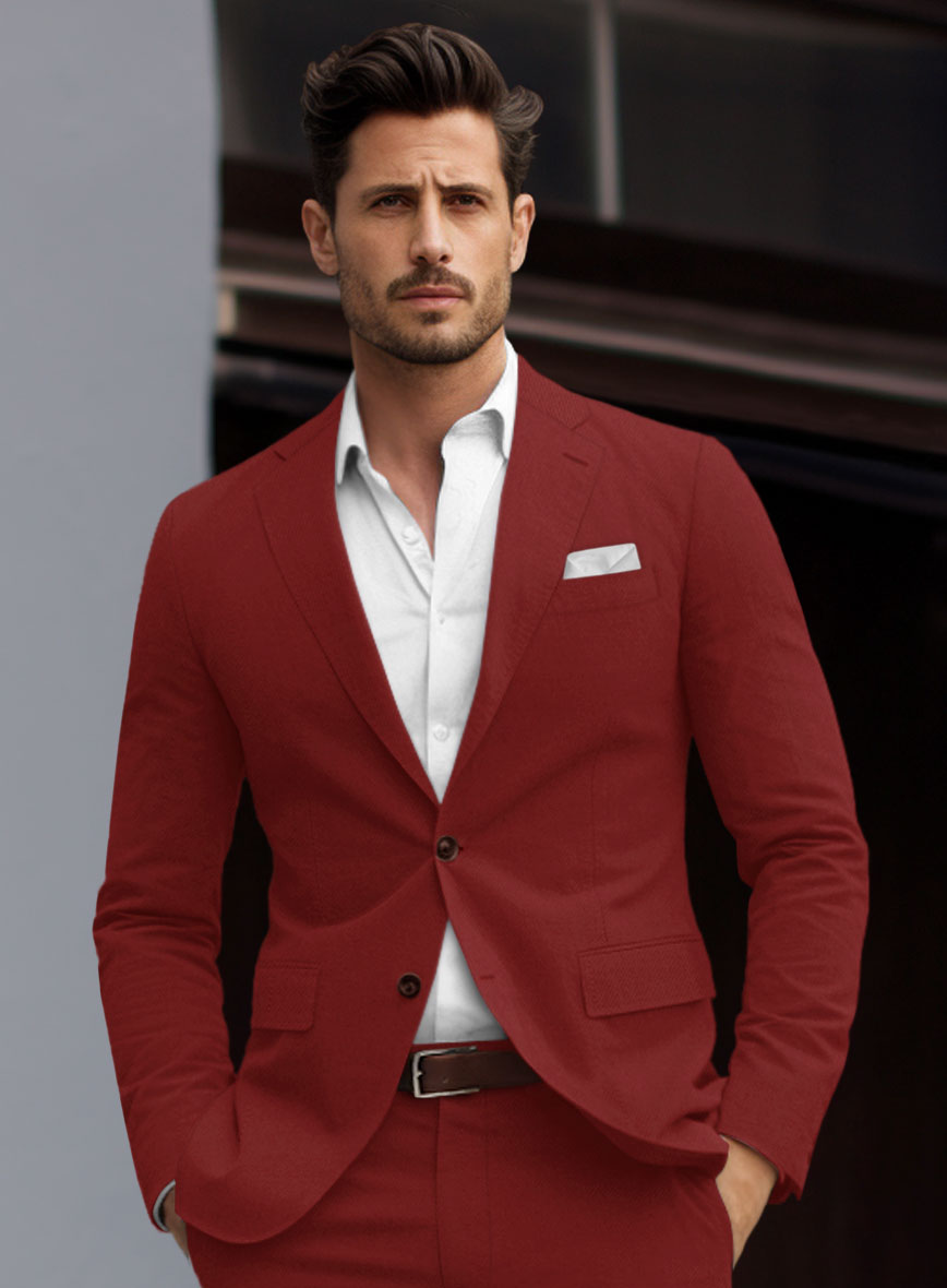 Loro Piana Red Cotton Suit – StudioSuits