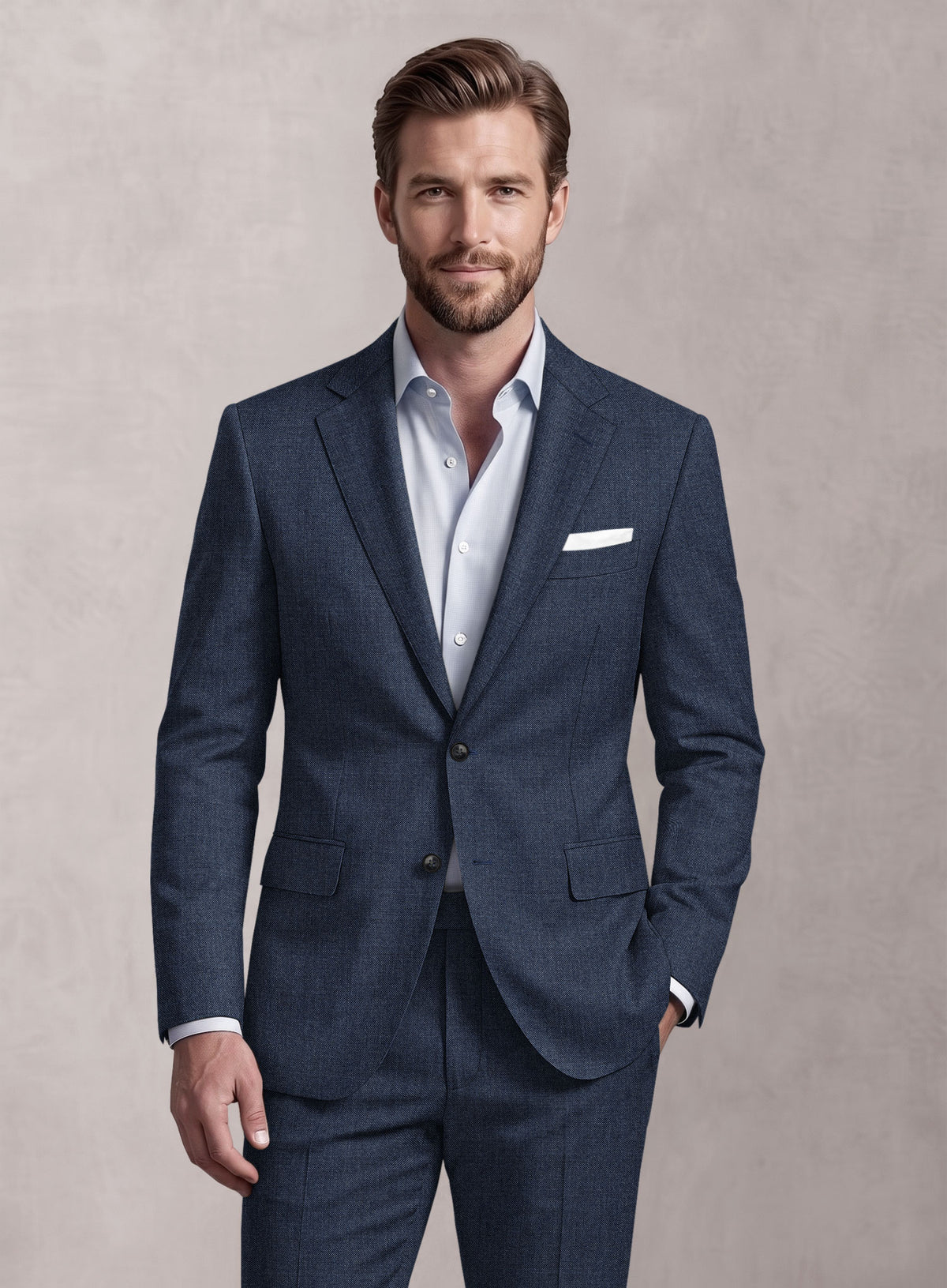 Loro Piana Suitmate Sharkskin Blue Jacket - StudioSuits