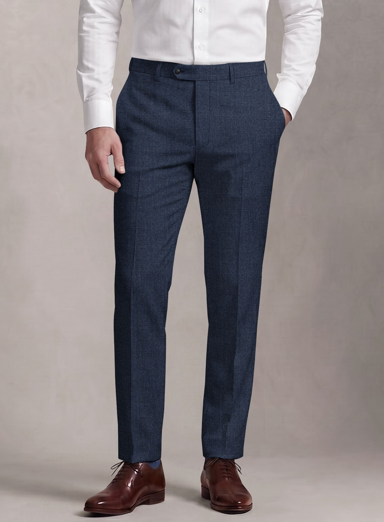 Loro Piana Suitmate Sharkskin Blue Pants - StudioSuits