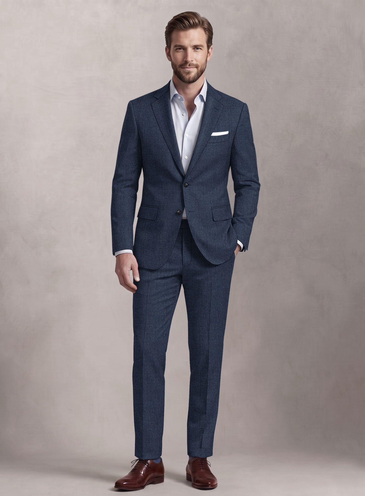 Loro Piana Suitmate Sharkskin Blue Suit - StudioSuits