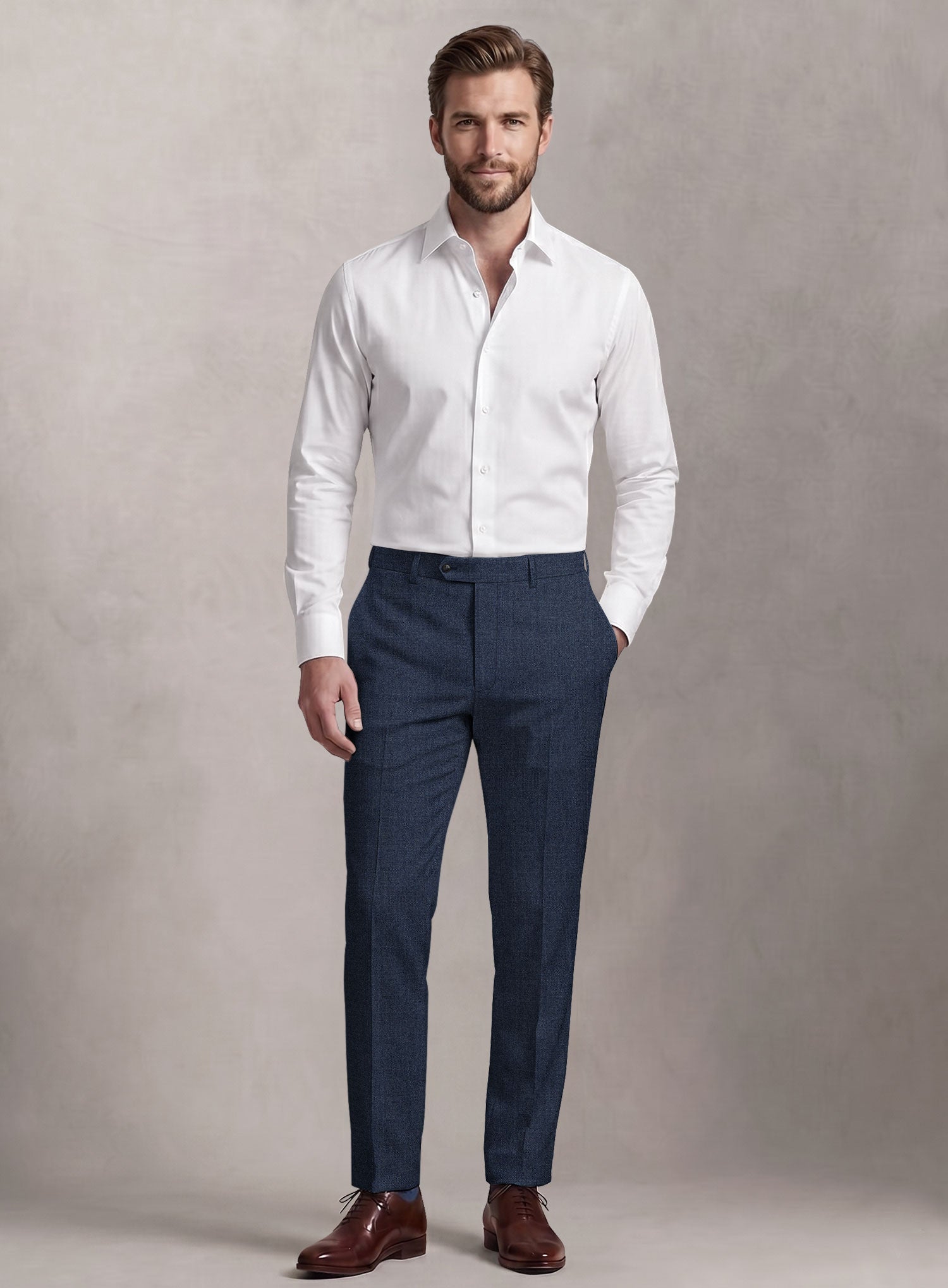 Loro Piana Suitmate Sharkskin Blue Suit - StudioSuits