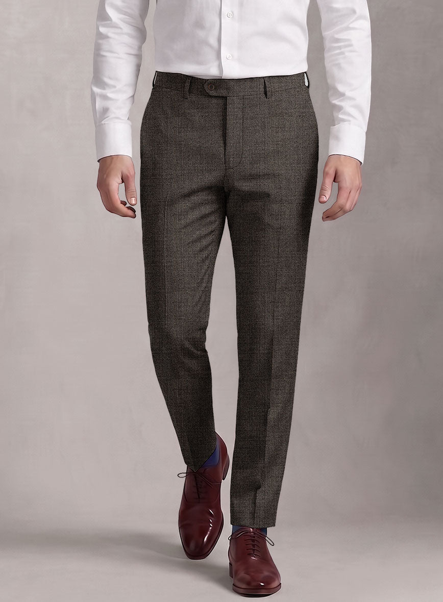 Loro Piana Suitmate Sharkskin Brown Pants - StudioSuits