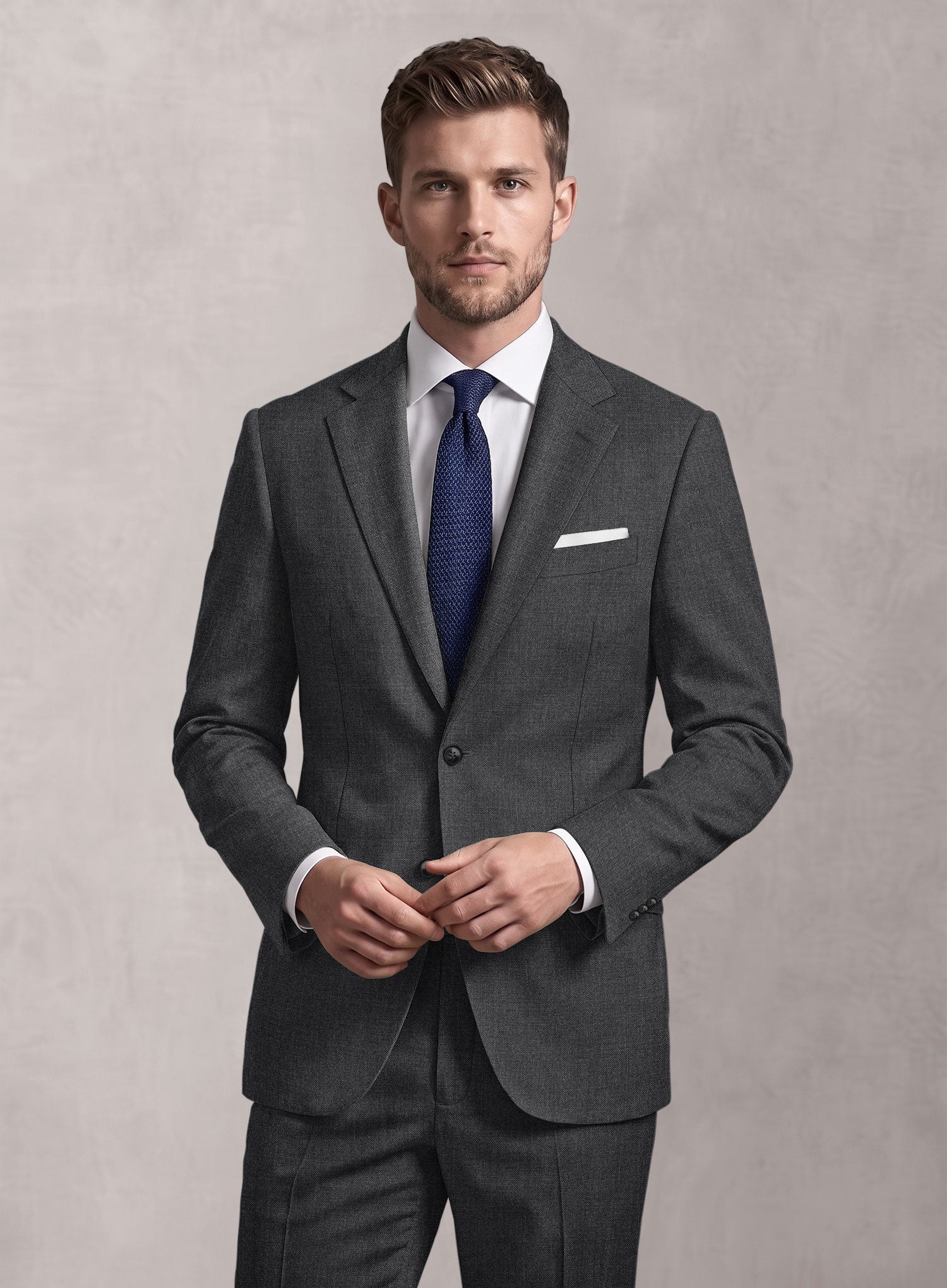 Loro Piana Suitmate Sharkskin Charcoal Jacket - StudioSuits