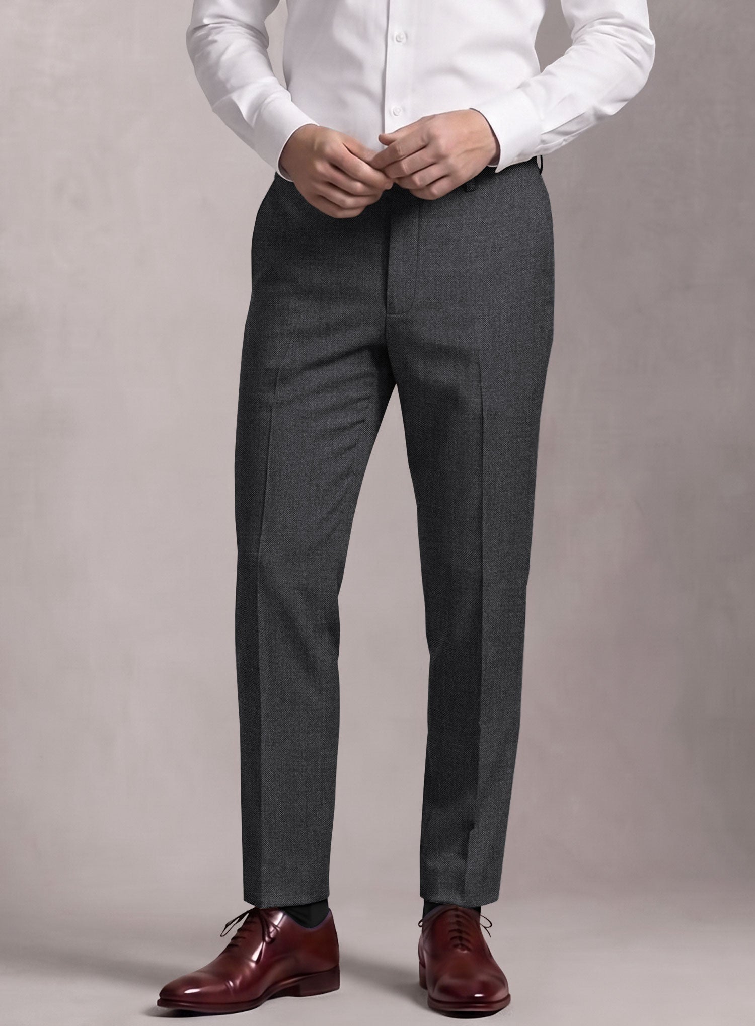 Loro Piana Suitmate Sharkskin Charcoal Pants - StudioSuits