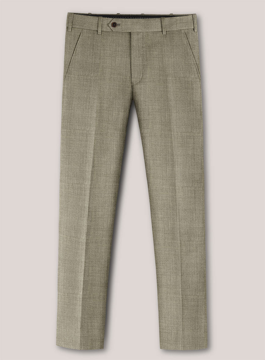 Loro Piana Suitmate Sharkskin Stone Beige Pants - StudioSuits