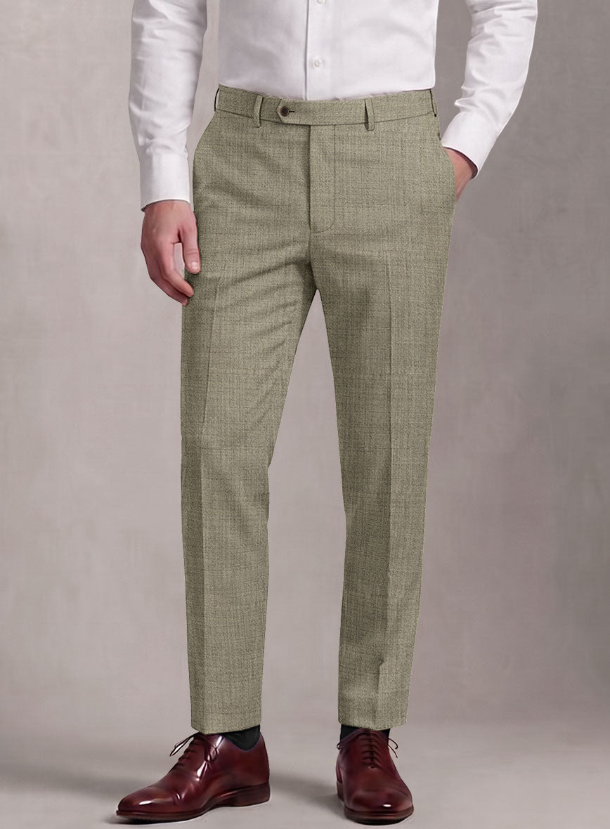 Loro Piana Suitmate Sharkskin Stone Beige Pants - StudioSuits
