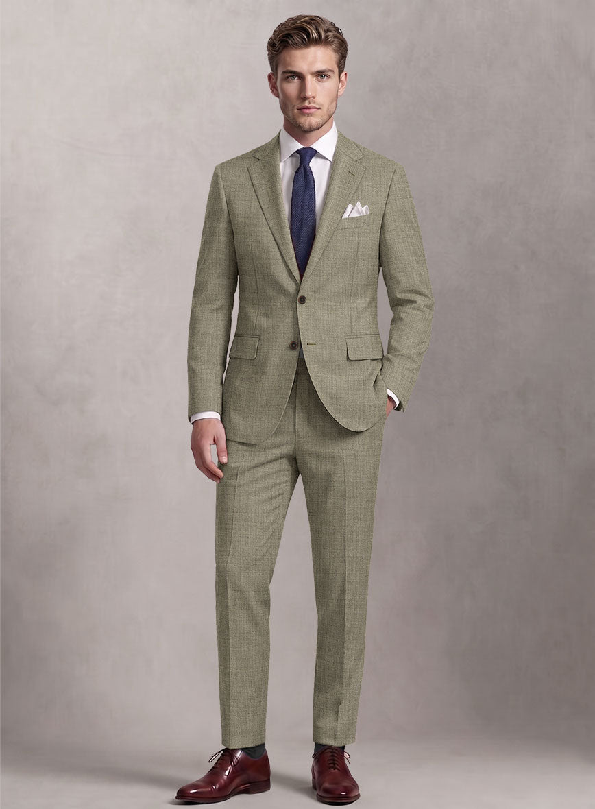 Loro Piana Suitmate Sharkskin Stone Beige Suit - StudioSuits