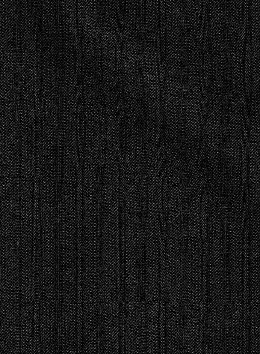 Loro Piana Zelander Black Self Stripe Wool Pants - StudioSuits