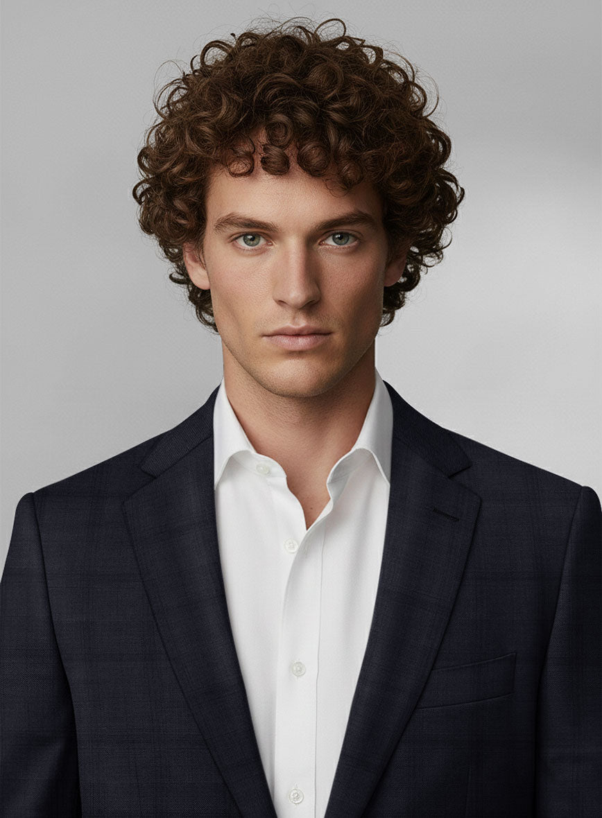 Loro Piana Zelander Blue Self Check Wool Jacket - StudioSuits