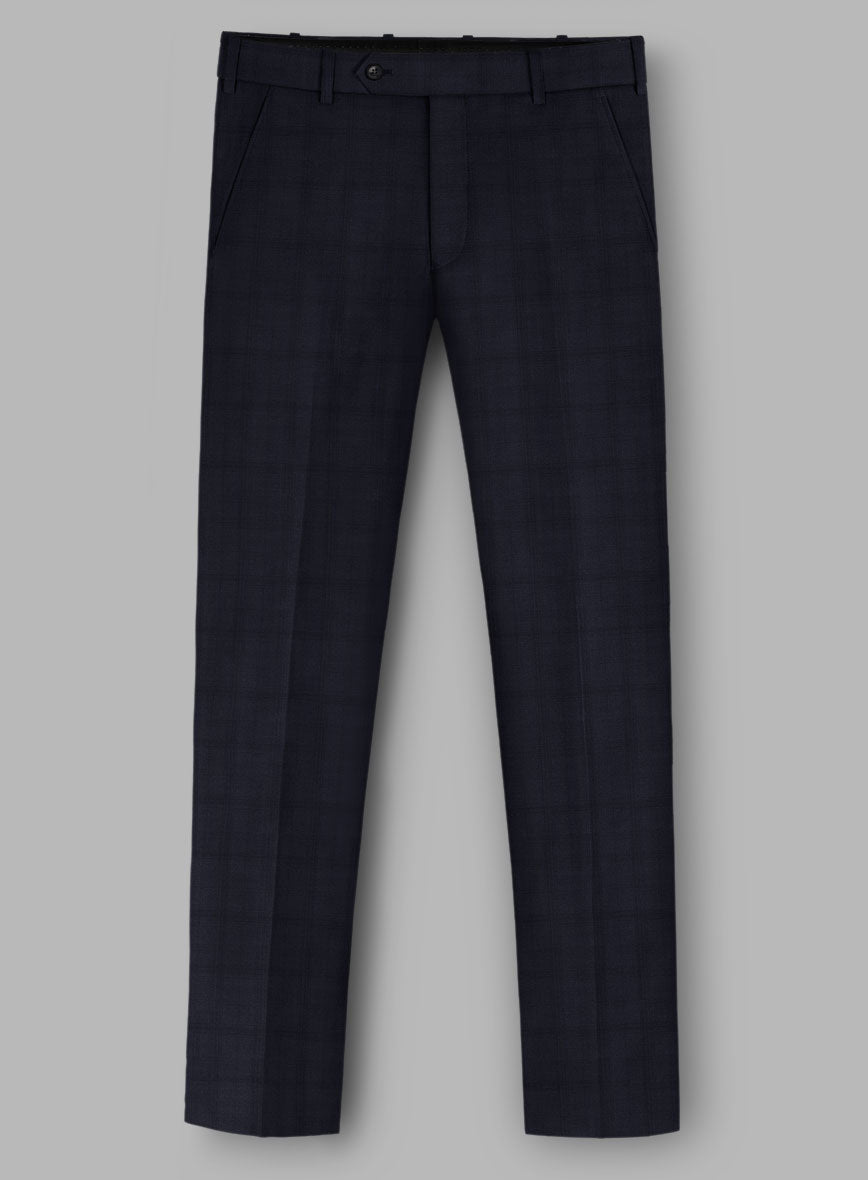 Loro Piana Zelander Blue Self Check Wool Pants - StudioSuits