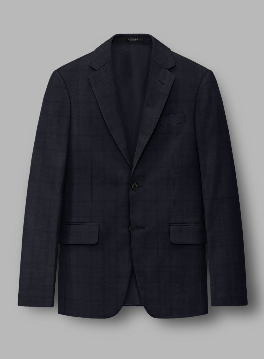 Loro Piana Zelander Blue Self Check Wool Suit - StudioSuits